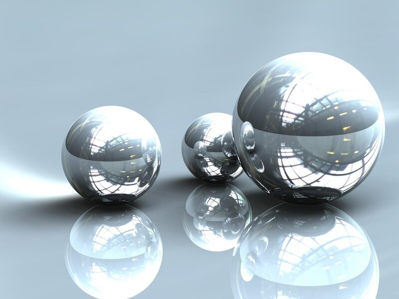 Shiny reflective spheres on surface