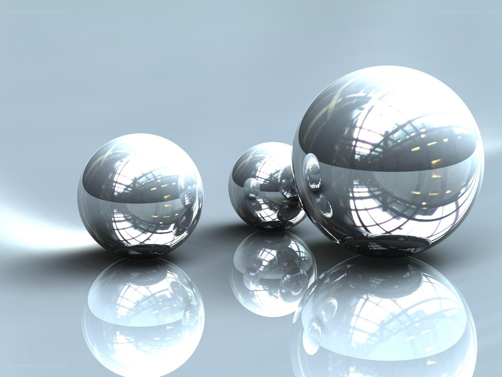 Shiny reflective spheres on surface