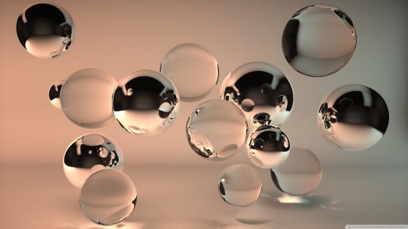 Shiny Reflective Spheres — Silver, Calm, 3d Render, Reflection