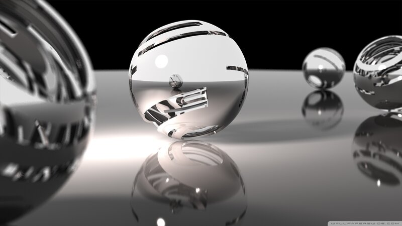 Shiny Reflective Spheres — Silver, Minimalist