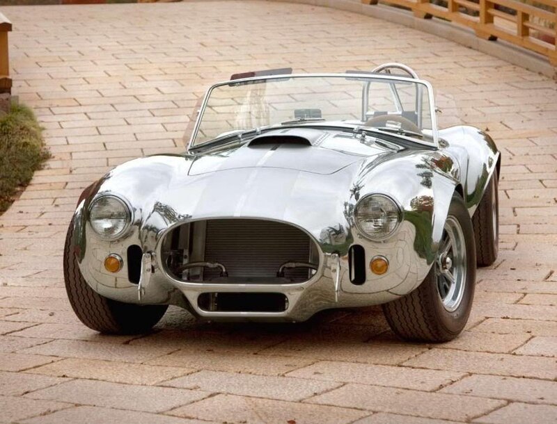 Shiny silver classic sports car