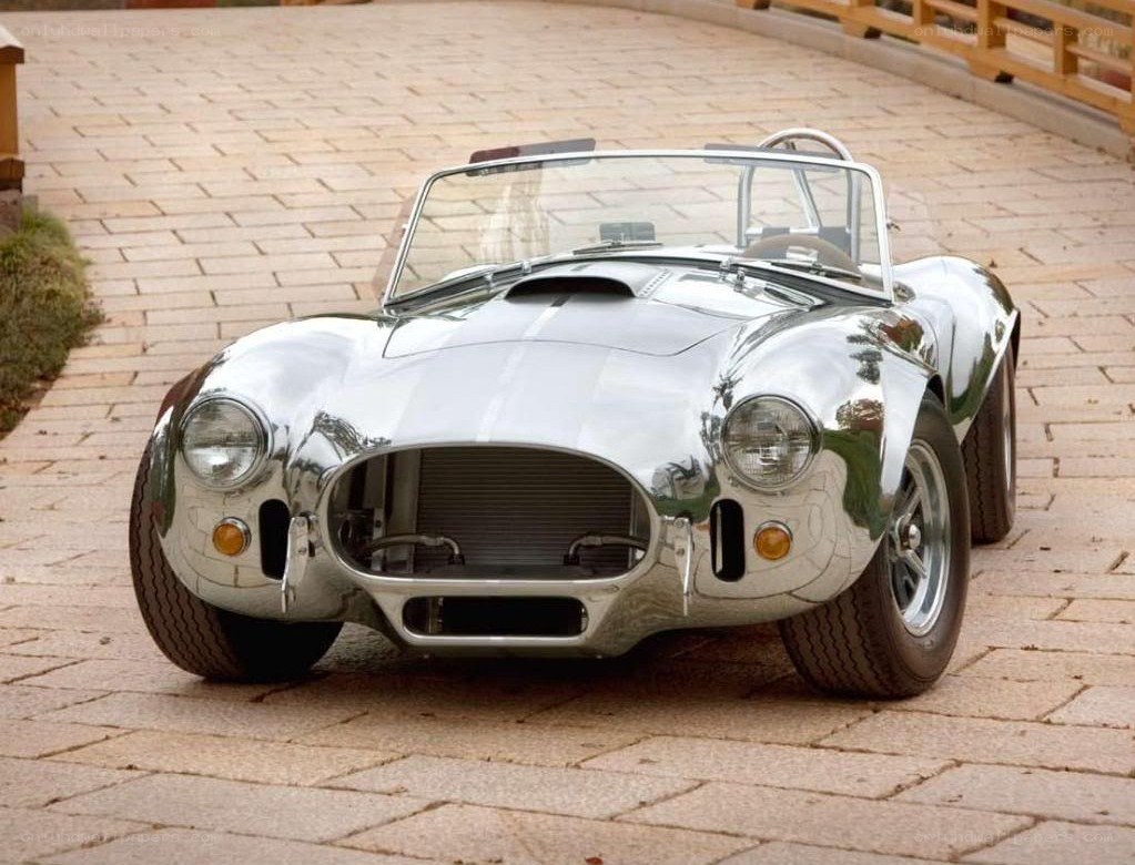 Shiny silver classic sports car