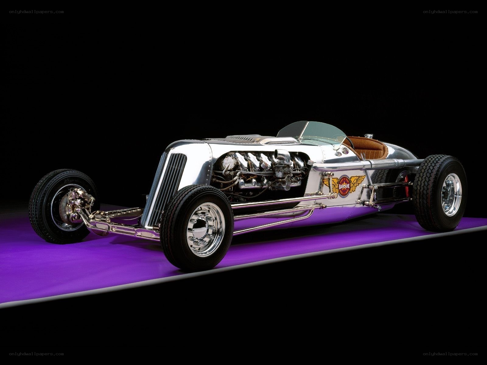 Shiny silver hot rod car