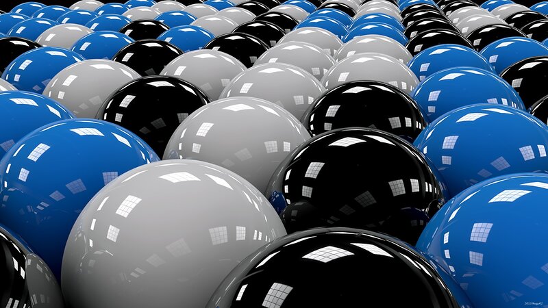 Shiny Spheres in Rows — Blue, Neutral