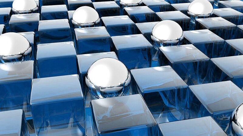 Shiny Spheres on Cubes — Blue