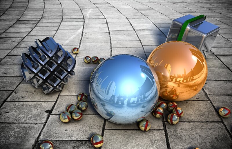 Shiny Spheres on Pavement