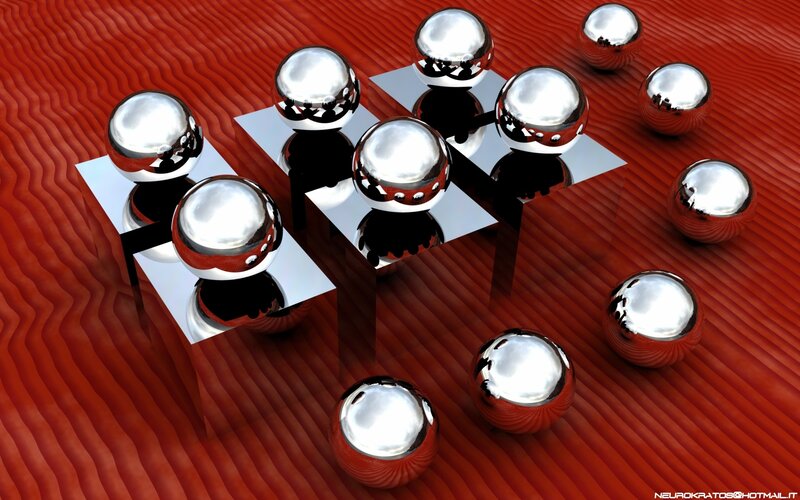 Shiny spheres on red surface