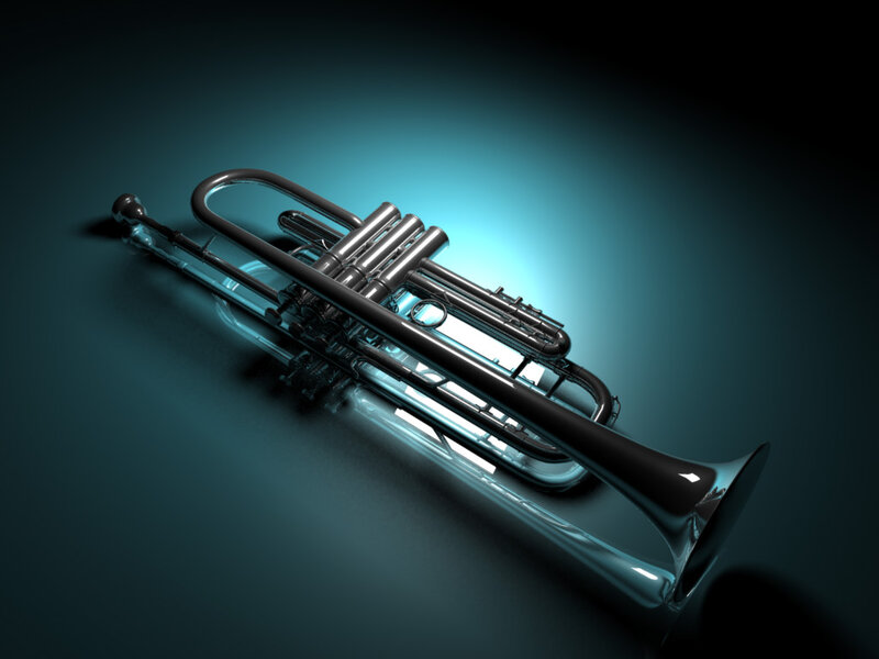 Shiny Trumpet on Dark Surface