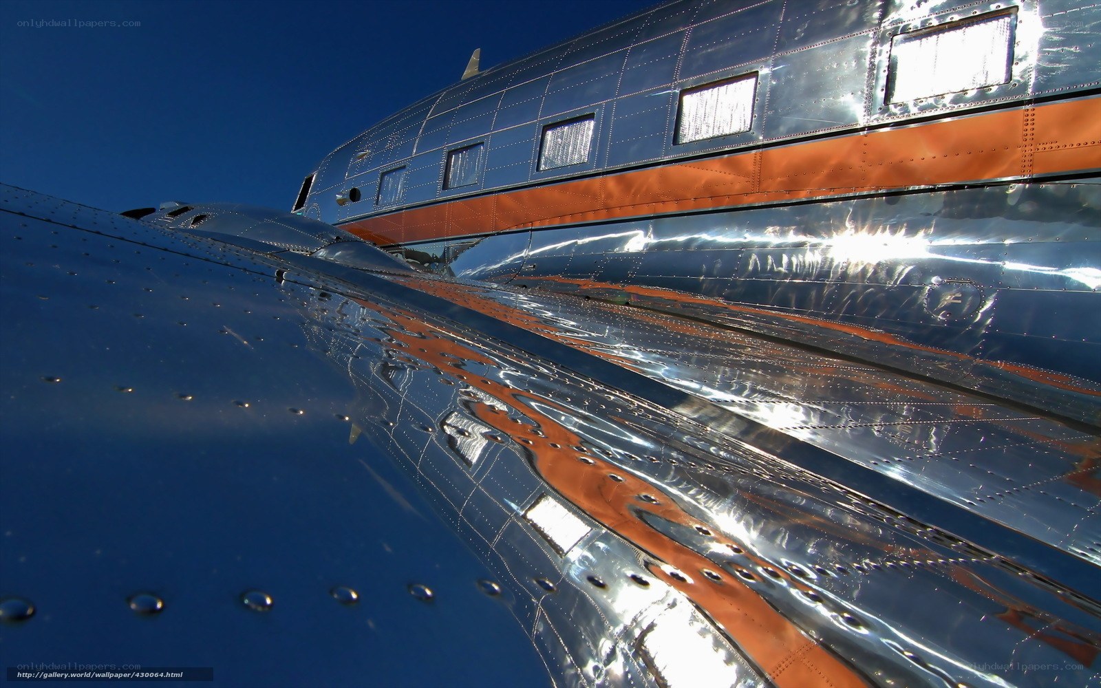 Shiny vintage airplane fuselage