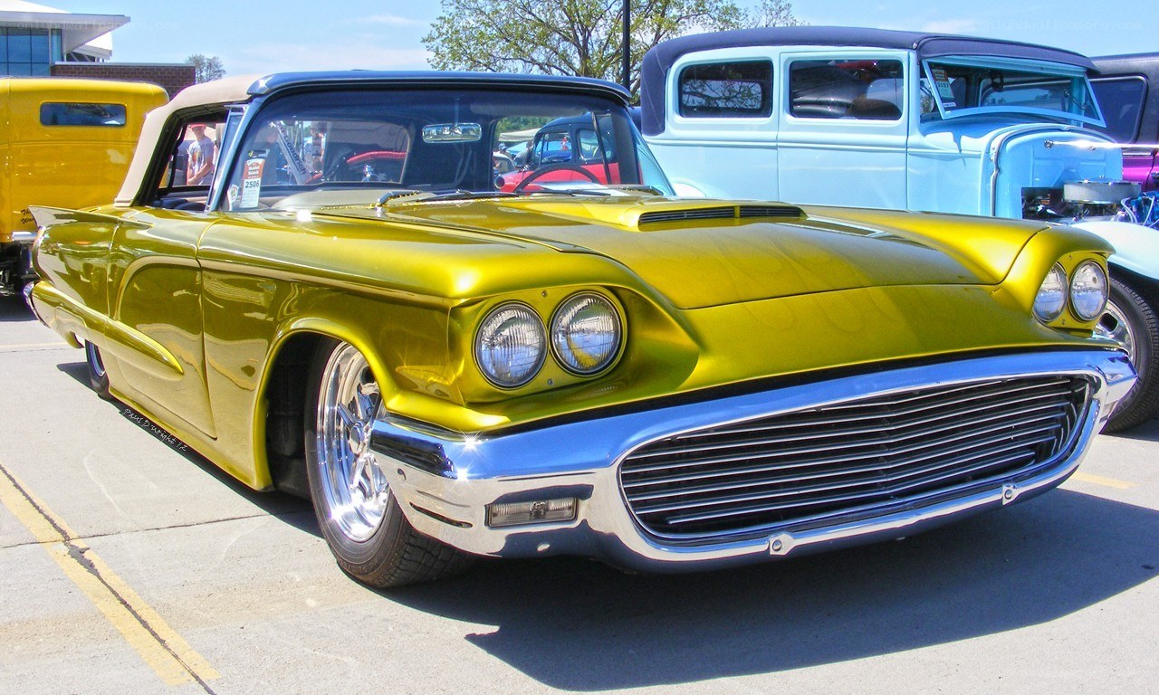 Shiny yellow classic car