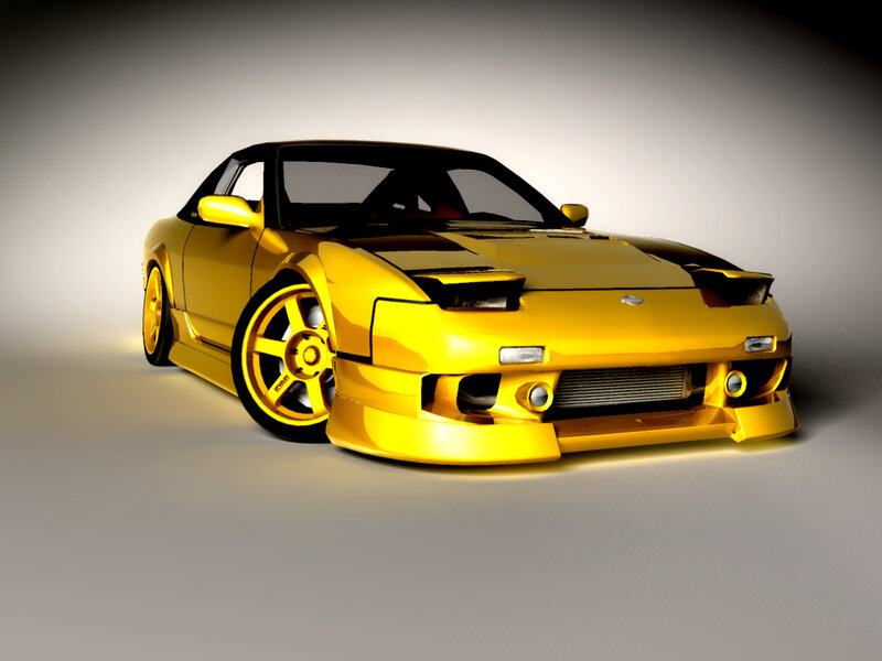shiny yellow sports car
