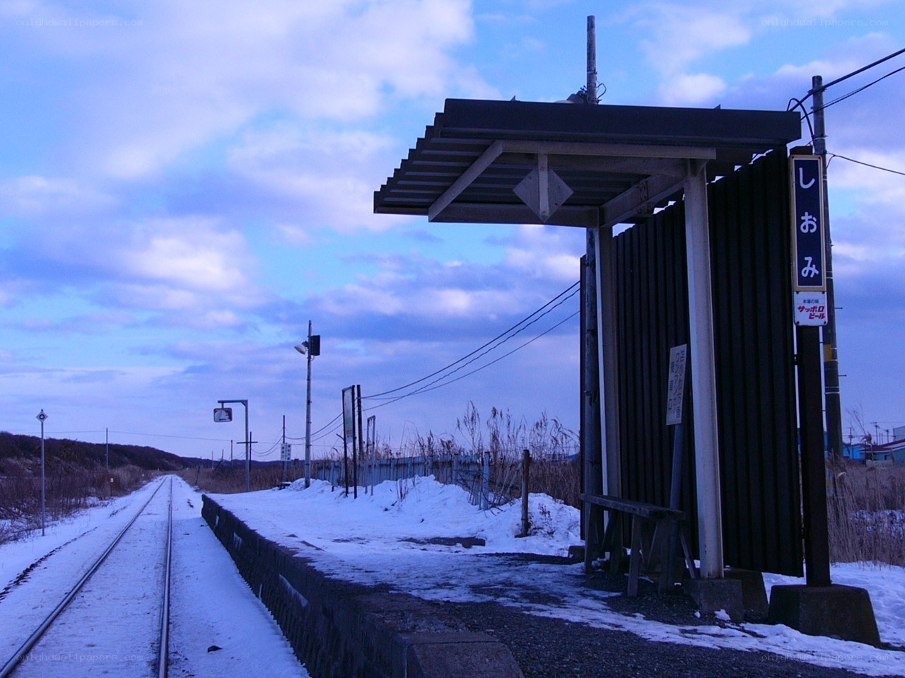 Shiomi train station in winter