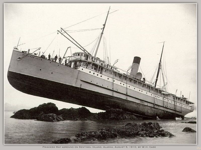 Ship Aground on Rocks