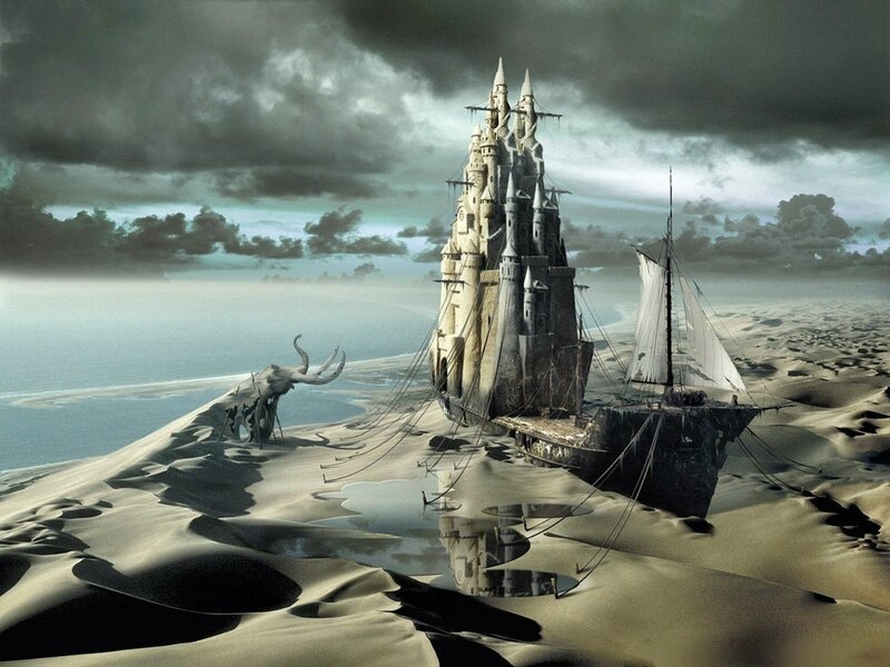 Ship and Castle in Desert
