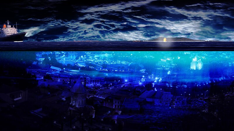 Ship and City at Night