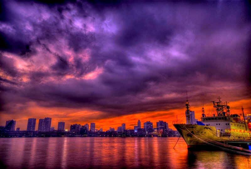 Ship at Harbor — Purple