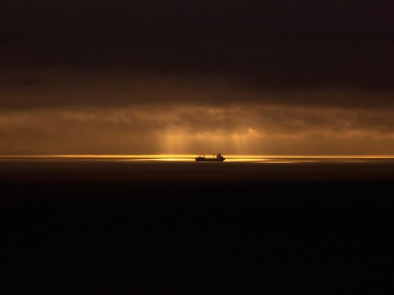 Ship at Sea — Black, Dramatic