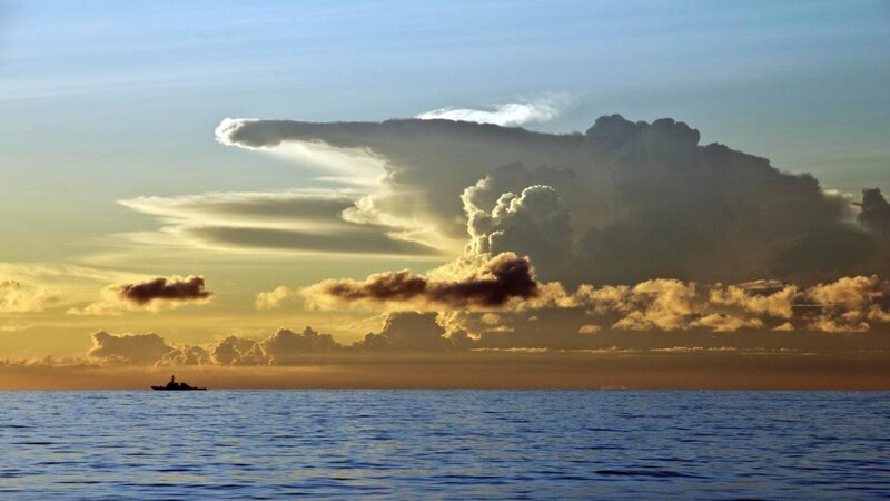 Ship at Sea — Blue, Dramatic