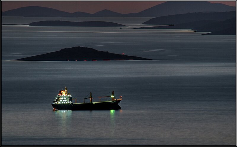 Ship at Sea — Blue