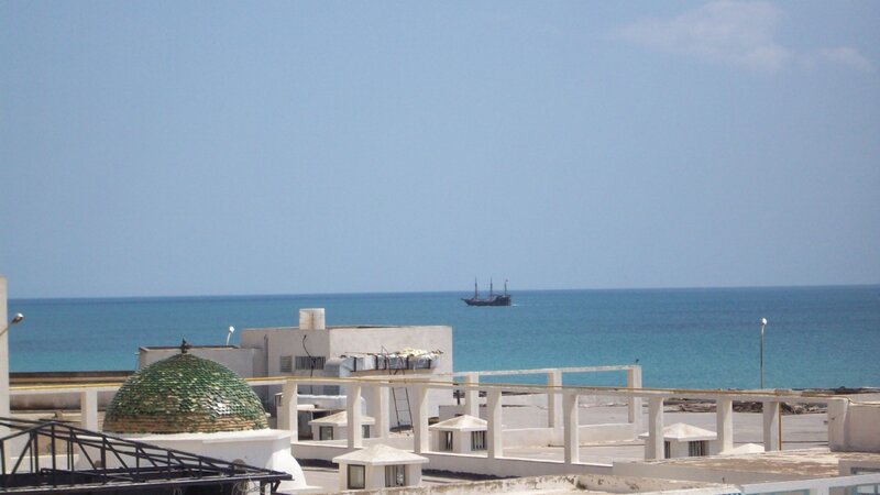 ship at sea from rooftop