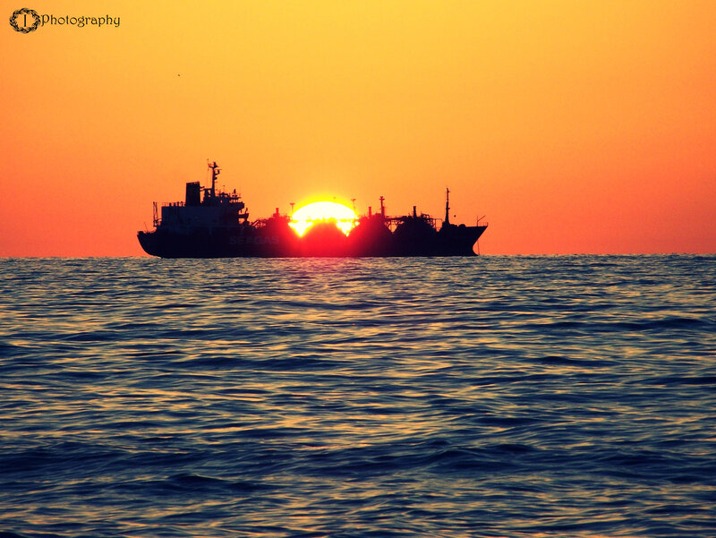 Ship at Sunset — Orange
