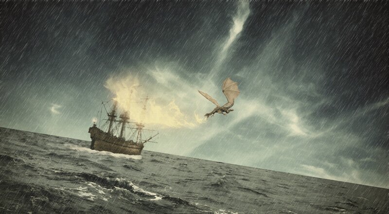 Ship Attacked by Dragon