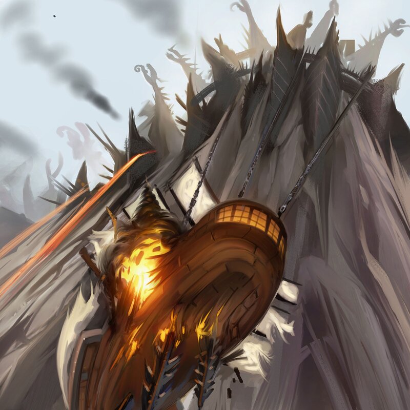 ship attacked by giant creature