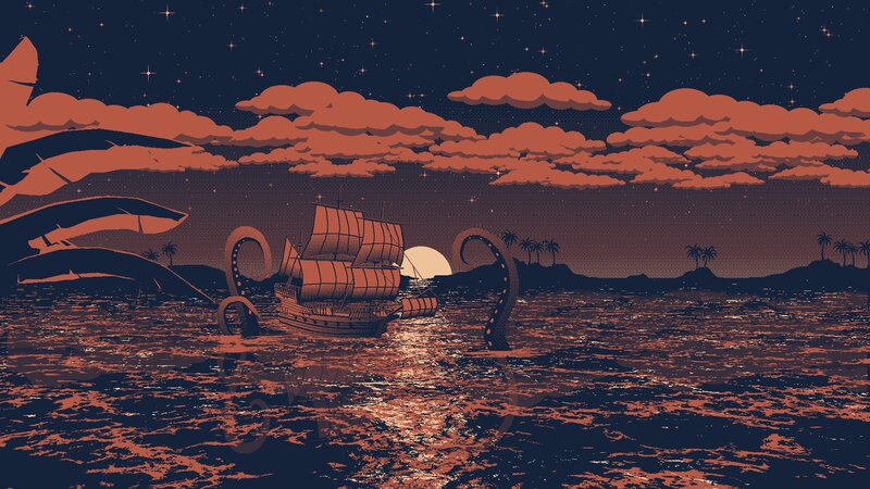 Ship Attacked by Kraken — Orange