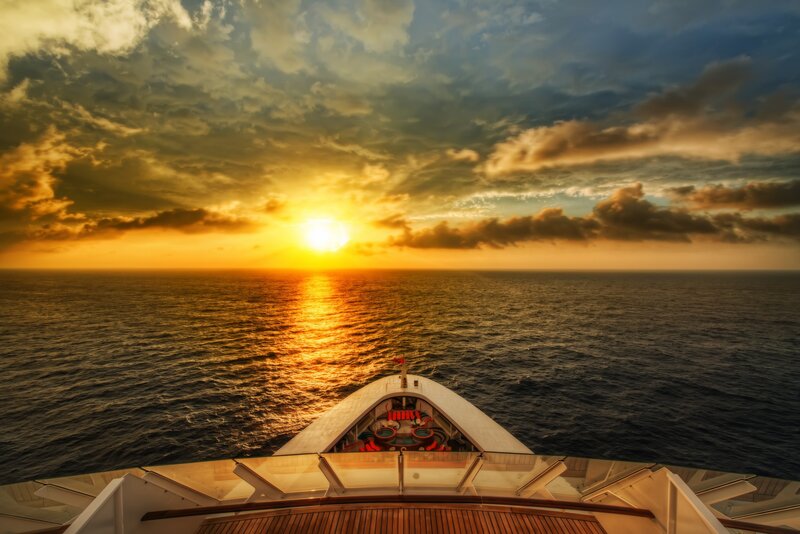 Ship Bow at Sunset — Gold