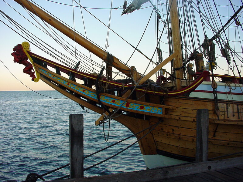 ship bow at sunset
