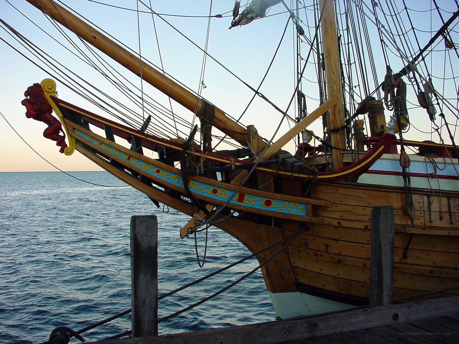 ship bow at sunset