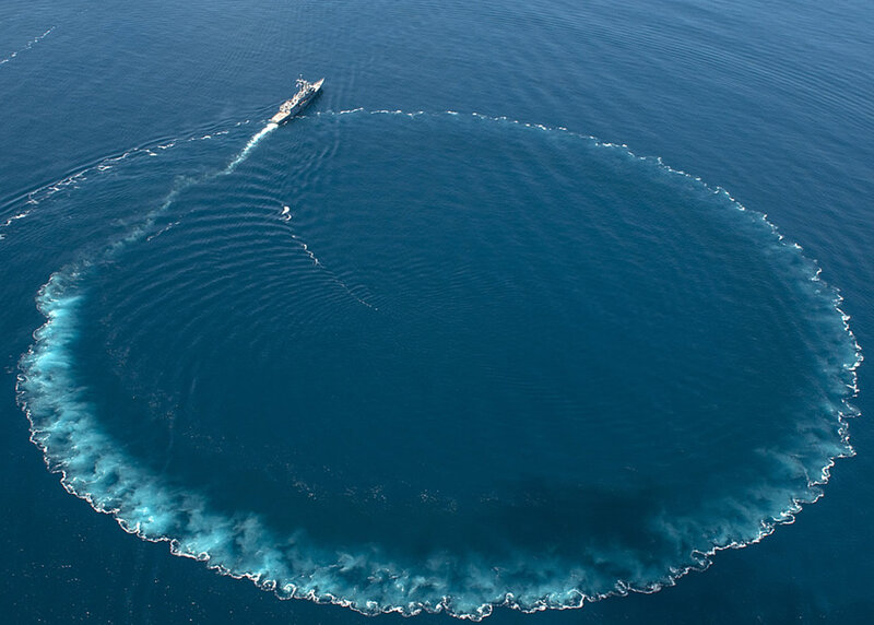 Ship Creating Circular Wake