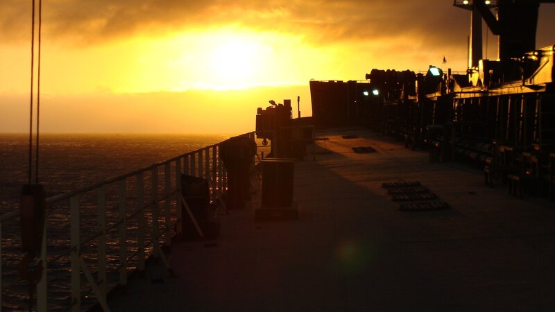 Ship Deck at Sunset — Yellow