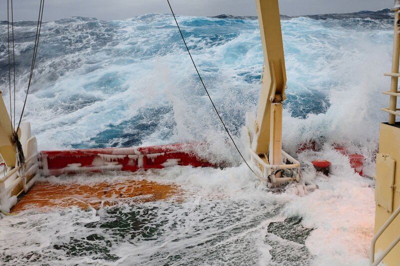 Ship Deck in Storm — Blue