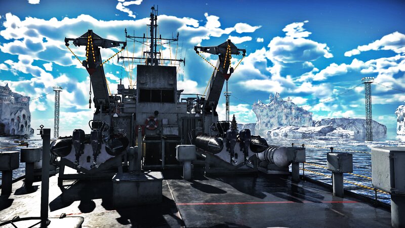 Ship Deck with Cranes