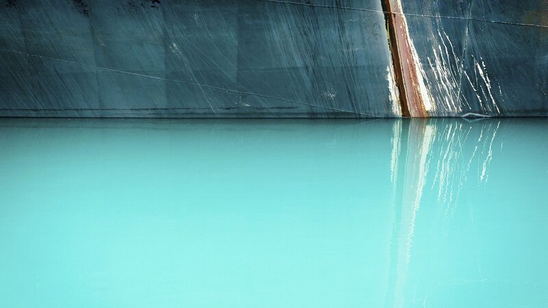 Ship Hull in Water — Blue