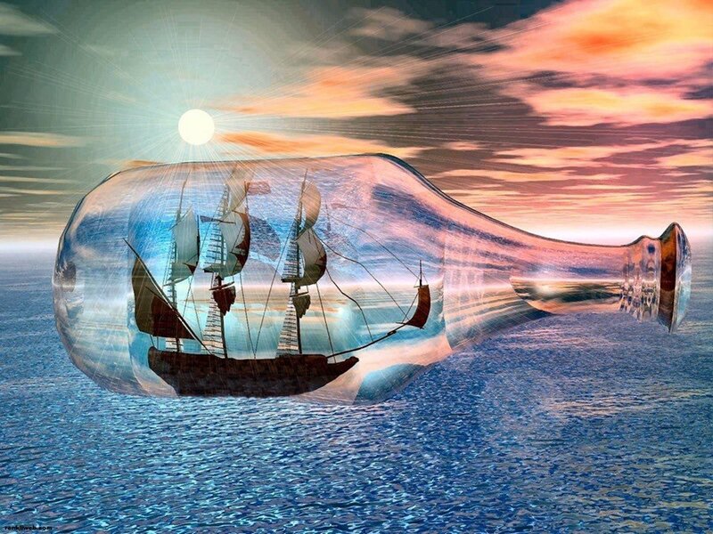 Ship in a Bottle — Blue, Dreamy