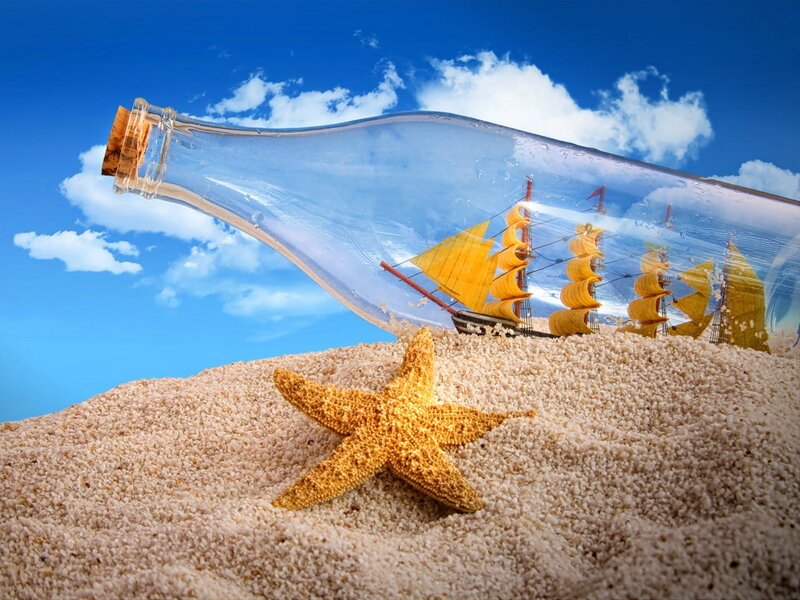 Ship in a Bottle — Blue, Serene, Afternoon, Photograph, Starfish