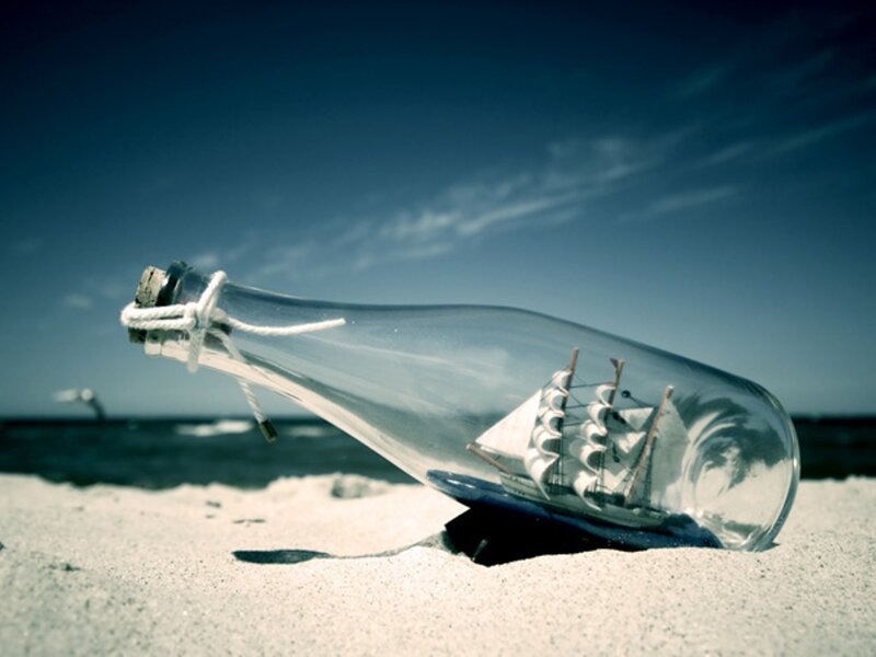 Ship in a Bottle — Blue, Serene, Afternoon, Photograph