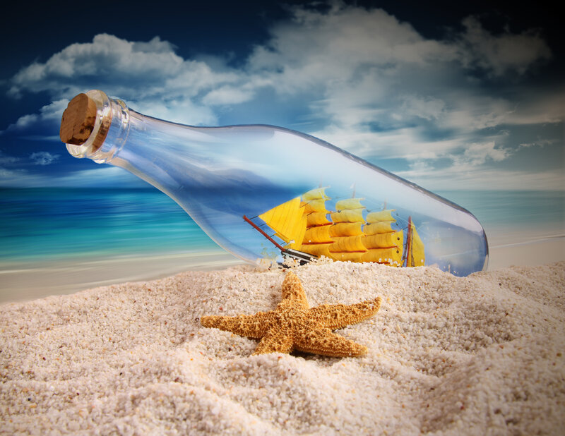 Ship in a Bottle — Blue, Serene