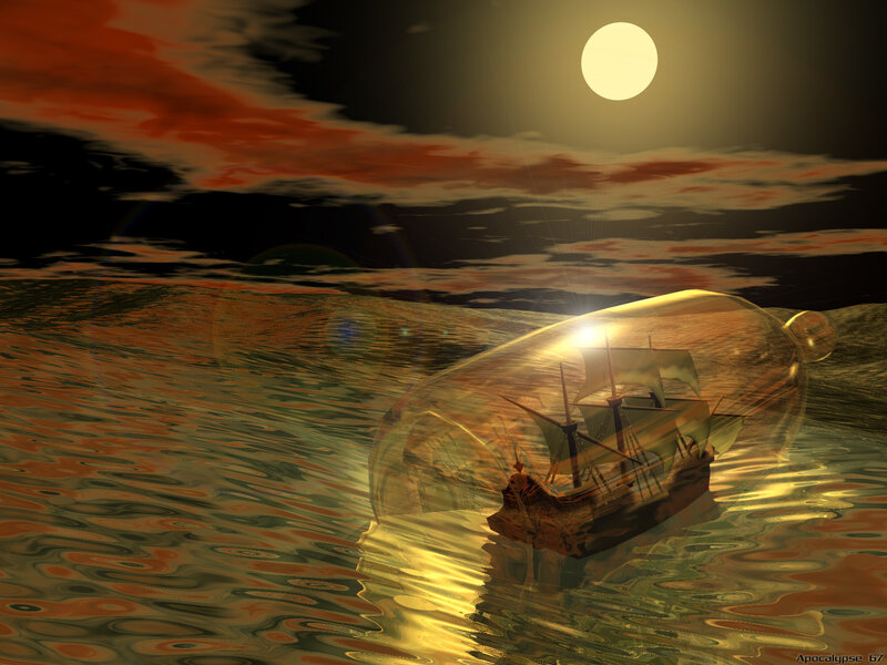 Ship in a Bottle — Gold, Dramatic
