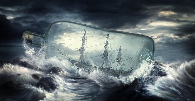 Ship in a Bottle — Gray
