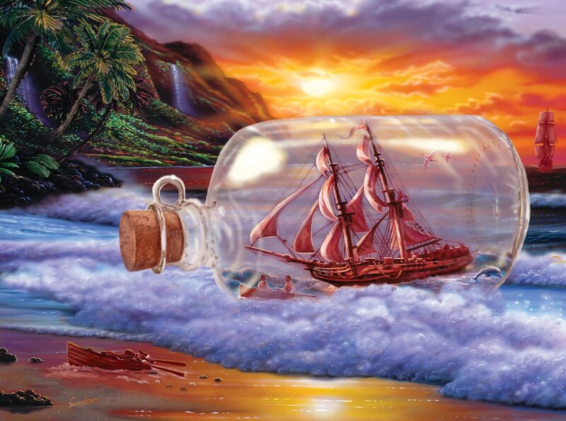 Ship in a Bottle — Orange, Dramatic