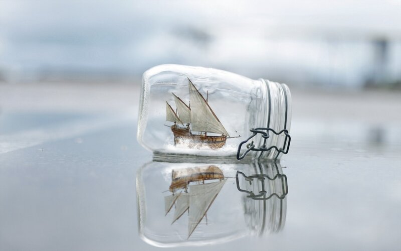 Ship in a Bottle — White