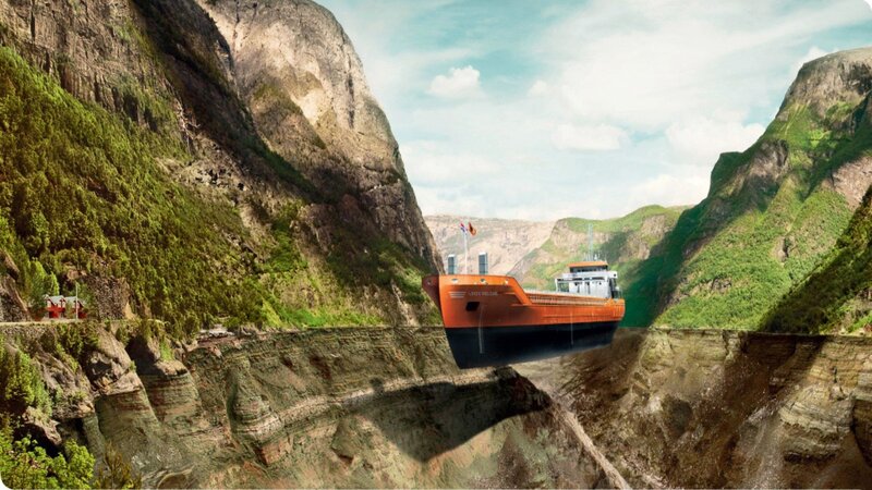 ship in a canyon