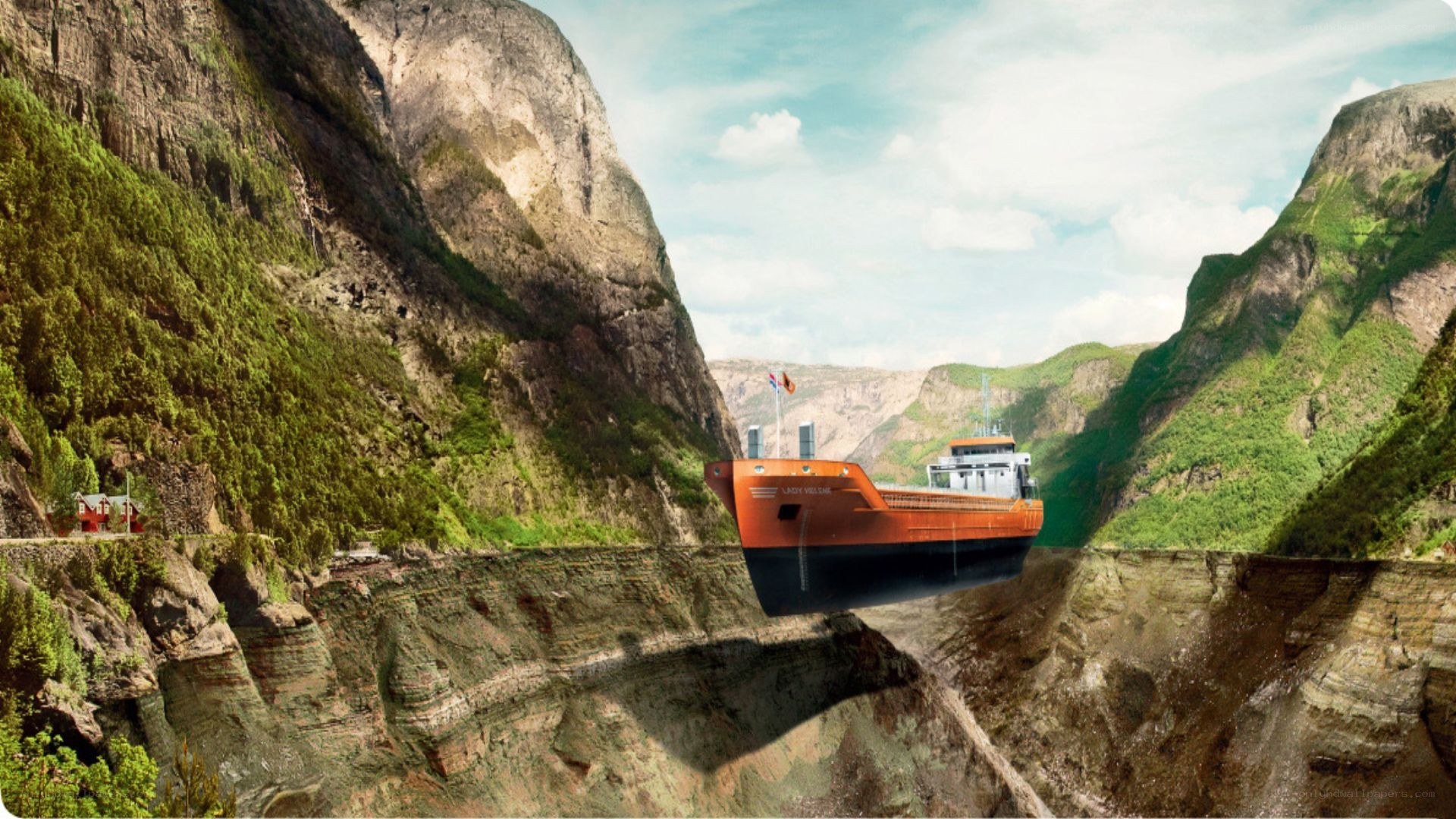 ship in a canyon