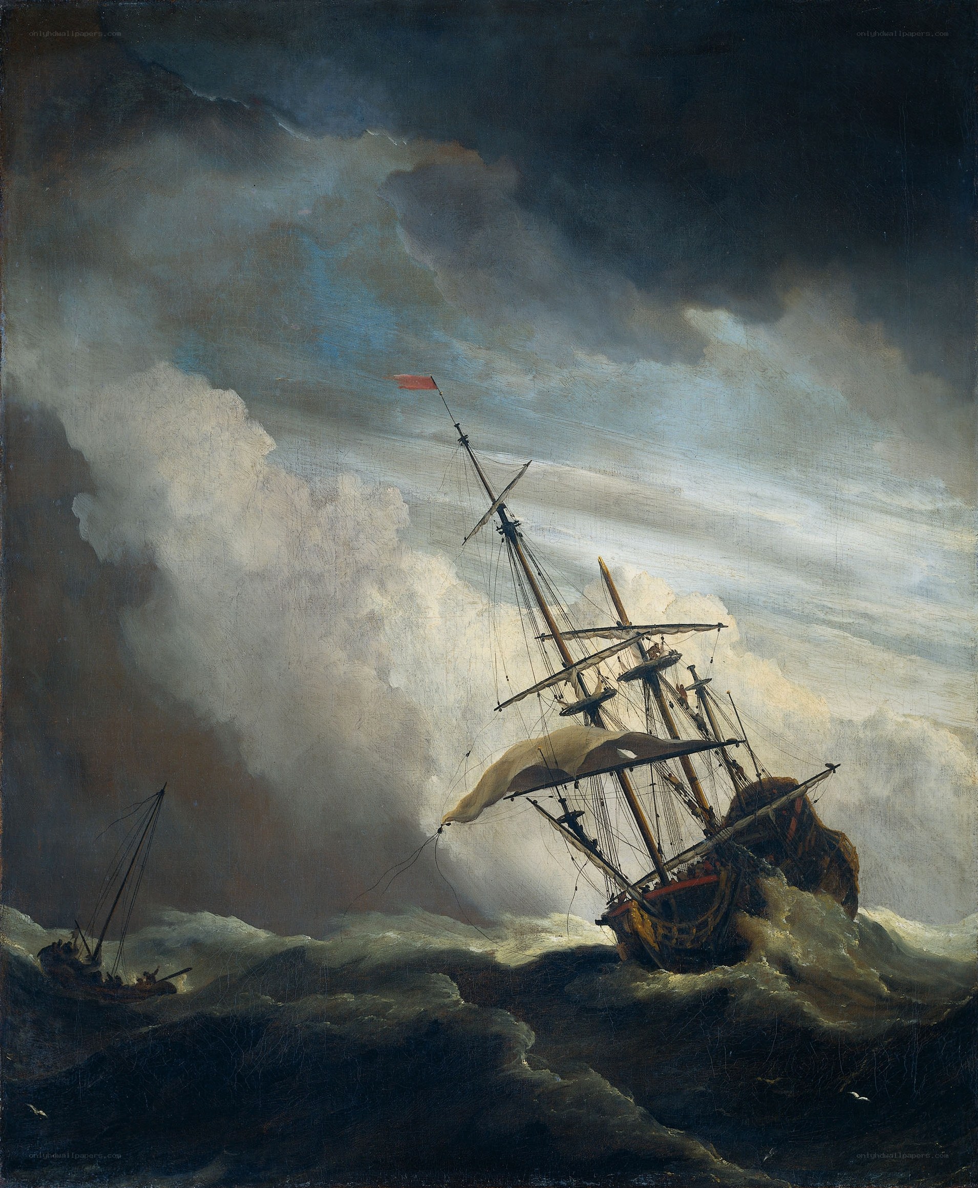 Ship in a storm at sea