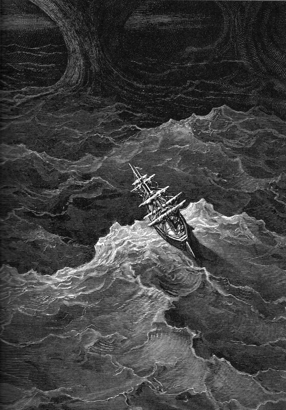 Ship in a storm at sea