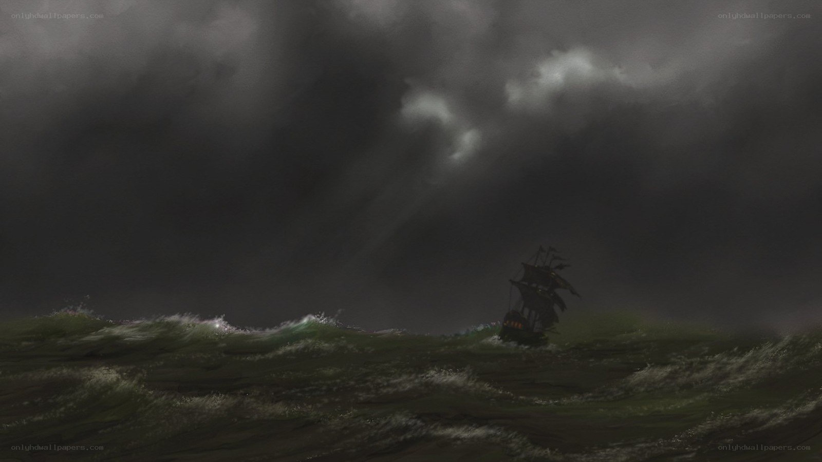 Ship in a stormy sea