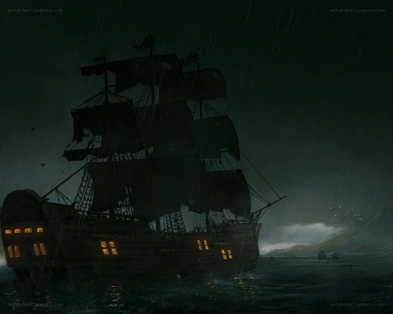 Ship in a stormy sea